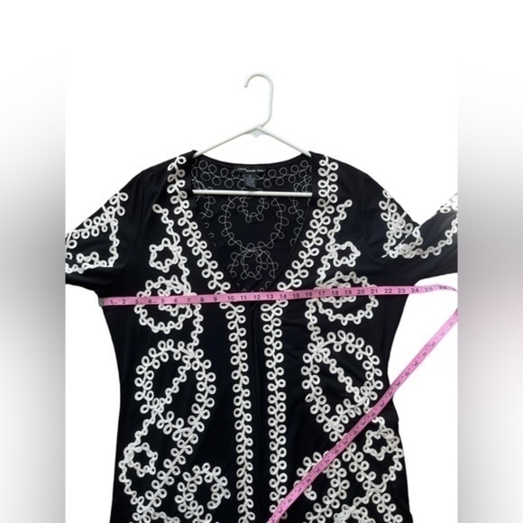 Once Again Plus Size 1X Black White Duster Jacket Topper ,Knee Length Artsy - Picture 7 of 10